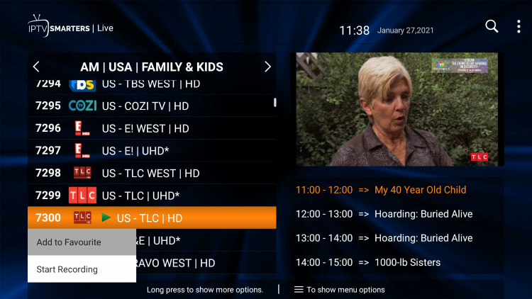 One of the best features within the Nasa IPTV service is the ability to add channels to Favorites.