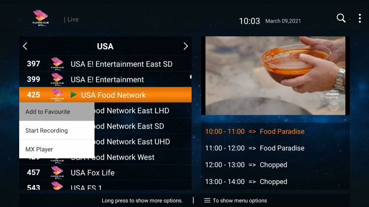 One of the best features within the Players Klub IPTV service is the ability to add channels to Favorites.