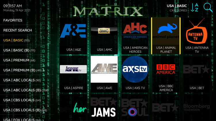 One of the best features within the Matrix IPTV service is the ability to add channels to Favorites.