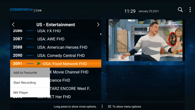 One of the best features within Comstar IPTV is the ability to add channels to Favorites.