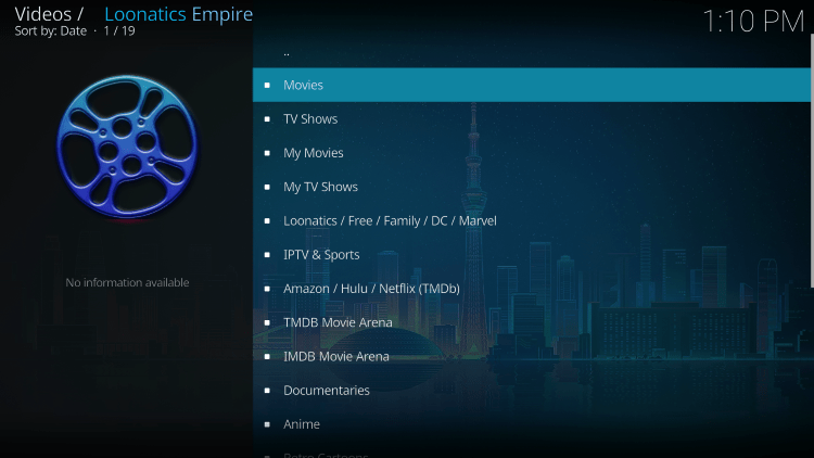 The LooNatics Empire Kodi Addon is widely considered one of the best Kodi Addons for live TV.