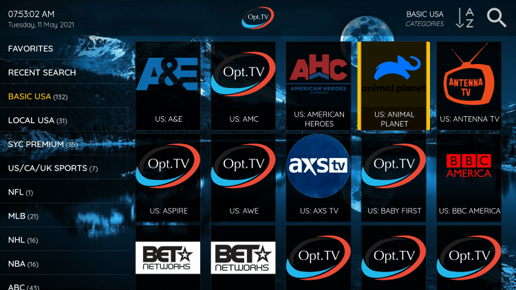 One of the best features within the OPT Hosting IPTV service is the ability to add channels to Favorites.