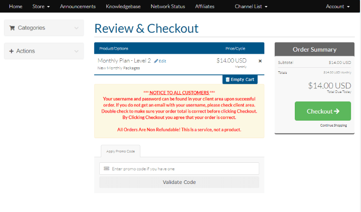 Review your plan and click Checkout.