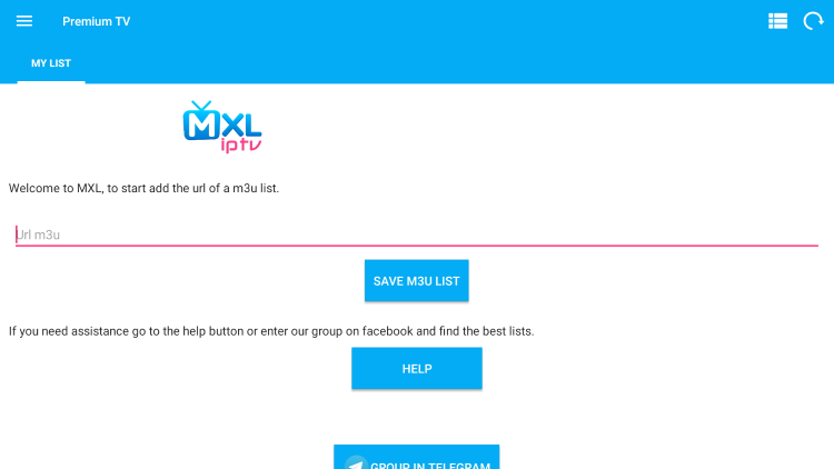 To enter an M3U URL, simply click the box.