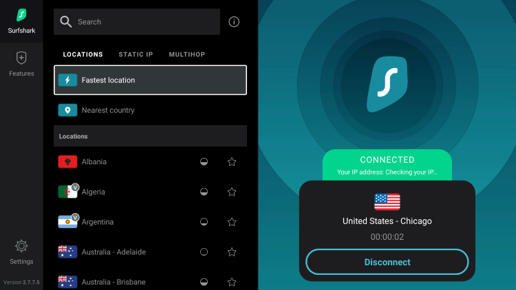 Surfshark is now connected