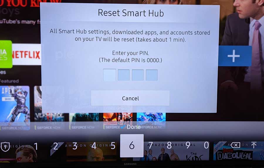 Enter PIN to reset Smart Hub