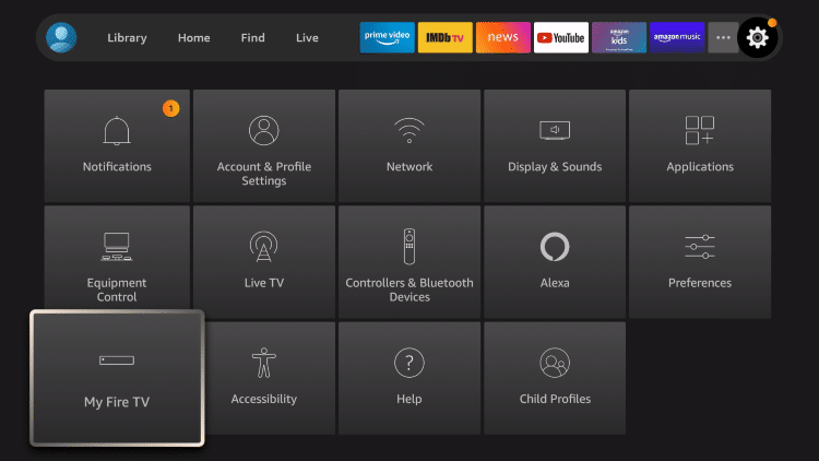 Locate and select My Fire TV to access the settings for jailbreaking a firestick
