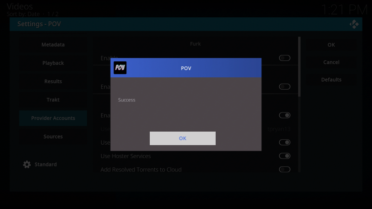 You have successfully integrated Real-Debrid within the POV Kodi add-on.