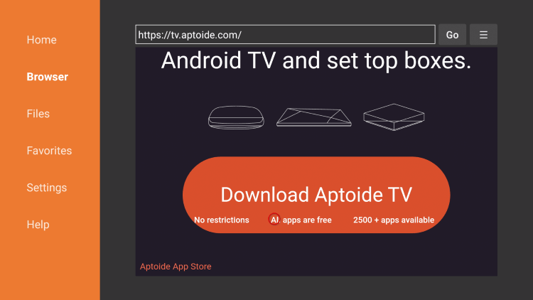Scroll down and click Download Aptoide TV after you jailbreak a firestick