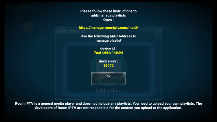 Then follow the instructions provided by Room IPTV to get started.