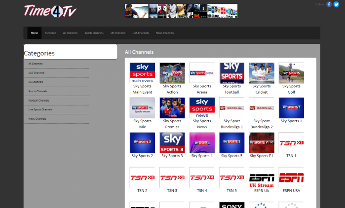 Time4TV is one of the most popular free live TV websites that provides hundreds of channels