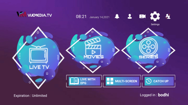 In the example below, we show how to integrate an external player within Vue Media IPTV.