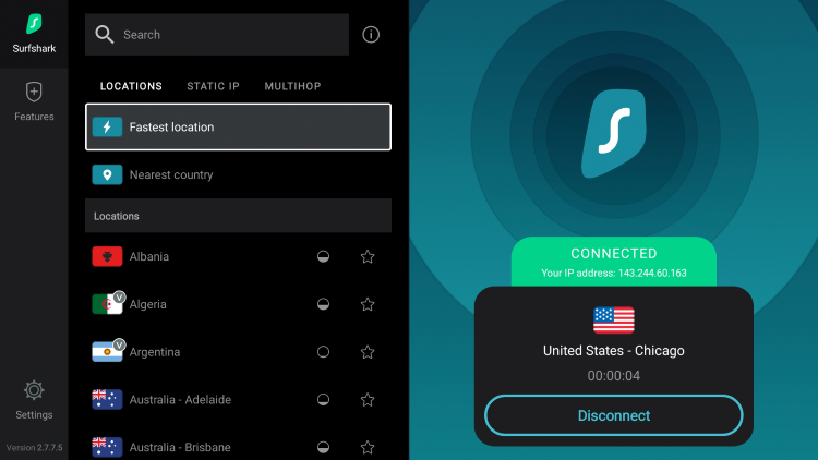 You are now protected by Surfshark VPN on your Android TV device.