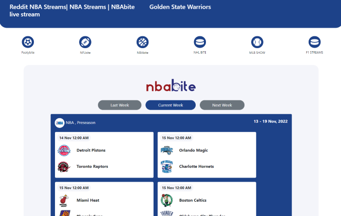 NBABite is one of the most popular sports streaming websites available for watching live basketball games and other sports for free online.