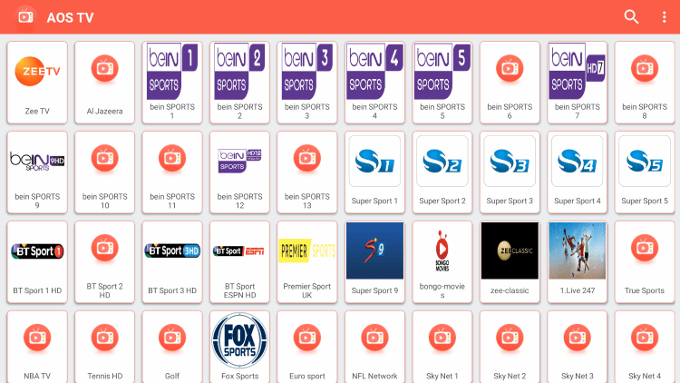 This app contains hundreds of live channels and VOD options in numerous categories.