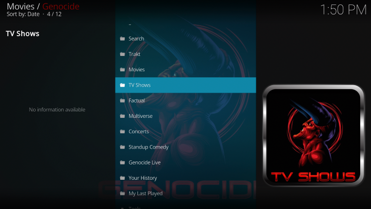 Installation of the Genocide Kodi Addon is now complete. Enjoy!