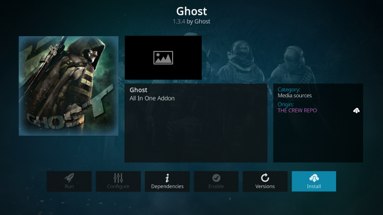 Click Install ghost kodi addon