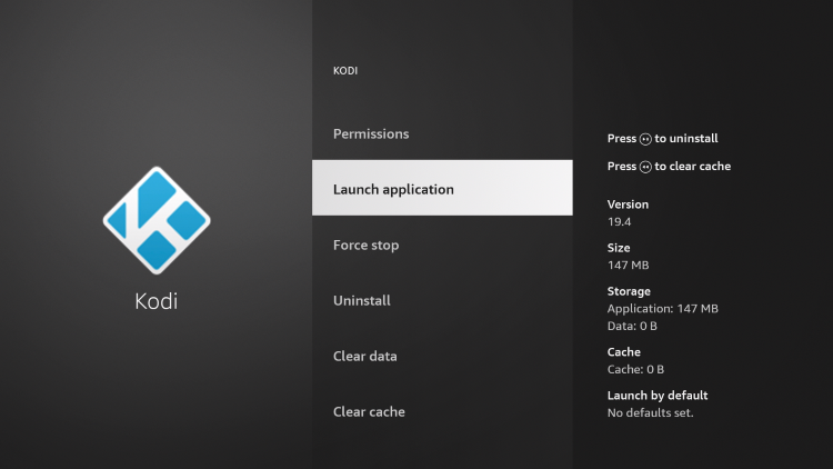 Next click the back button on your remote and choose Launch application.