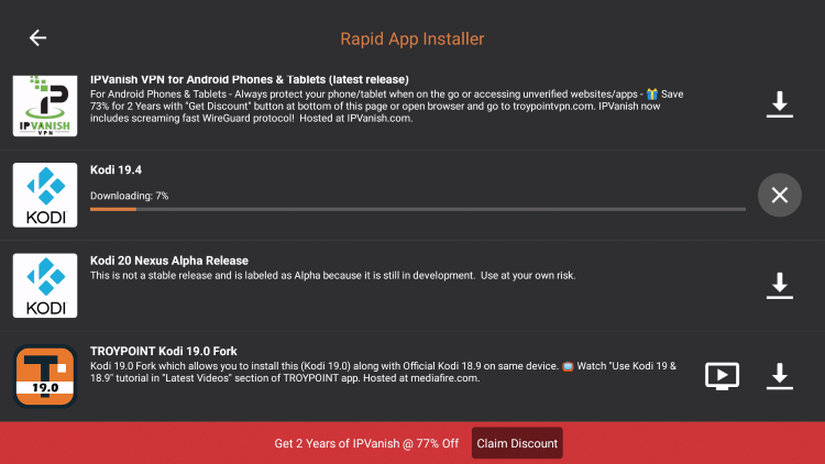 wait until kodi for android app is downloaded