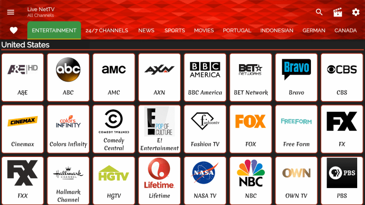 As mentioned previously, Live Net TV provides hundreds of live channels that are completely free to stream.