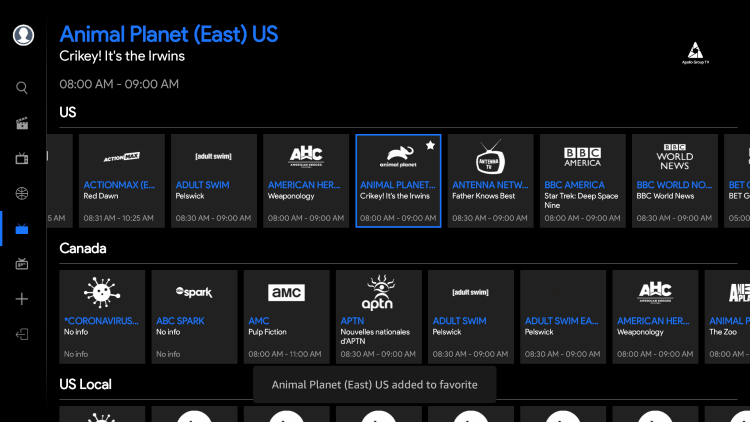 One of the best features within the Apollo Group TV service is the ability to add channels to Favorites.