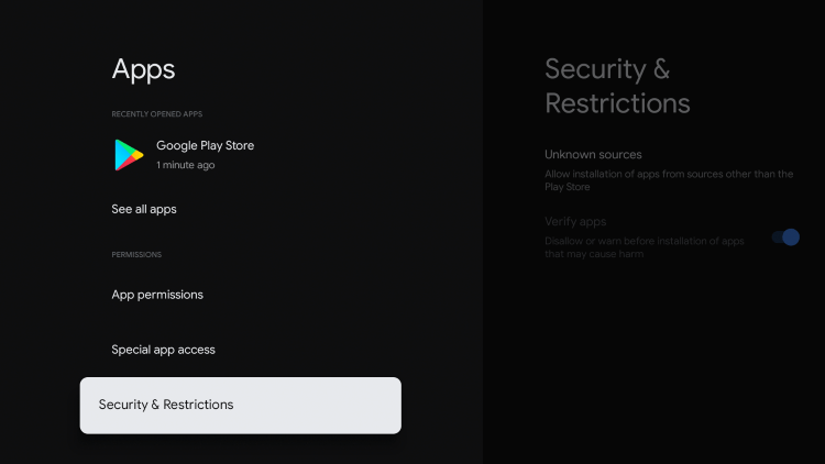 Click Security & Restrictions.