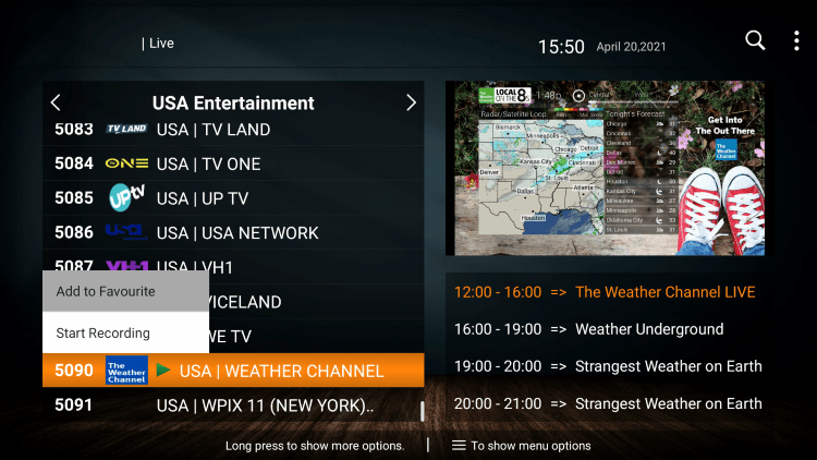 One of the best features within the Willow Hosting IPTV service is the ability to add channels to Favorites.