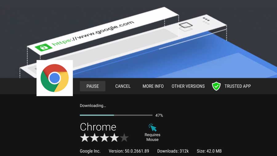 Downloading Google Chrome on Aptoide TV
