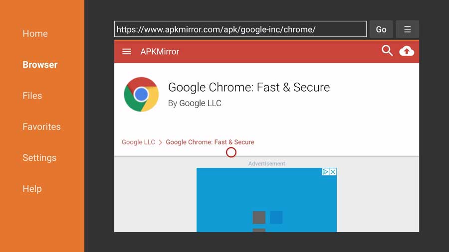 APKMirror Google Chrome webpage