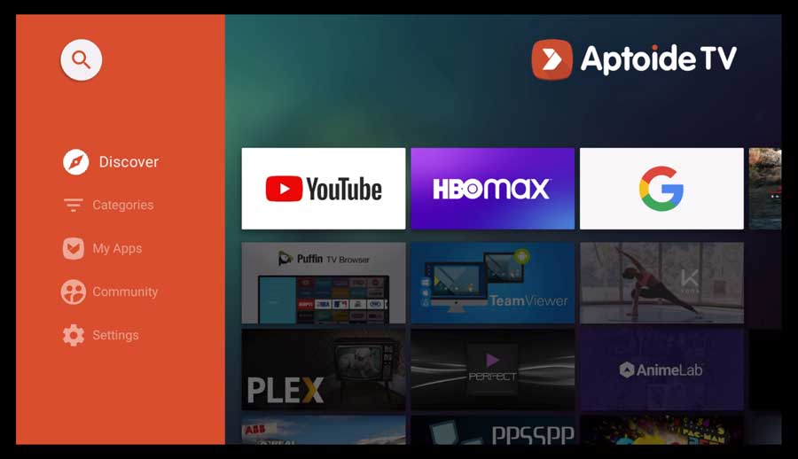 Aptoide TV app: Search icon
