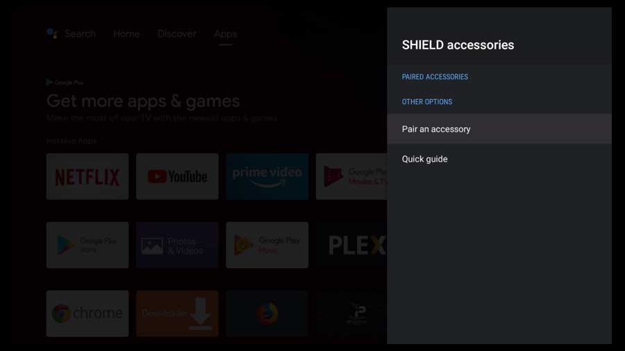 Select Pair an Accessory for official NVIDIA Shield accessories