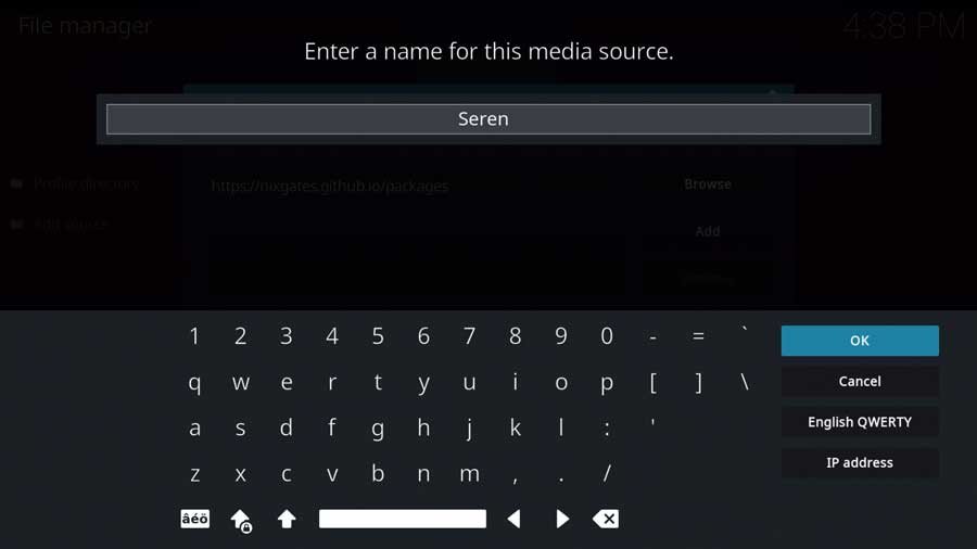 Enter Seren as your custom file source name