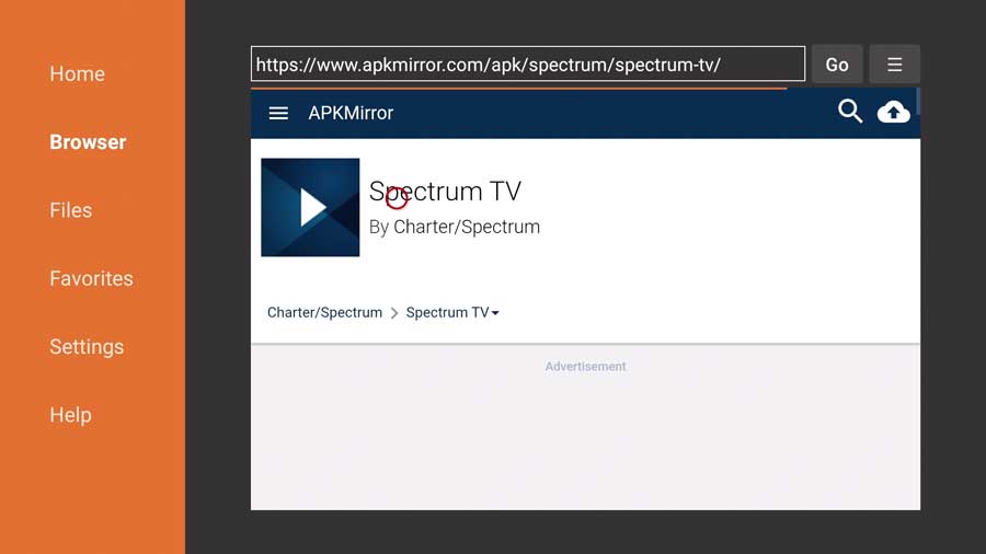 Spectrum TV app detail page on APKMirror.com