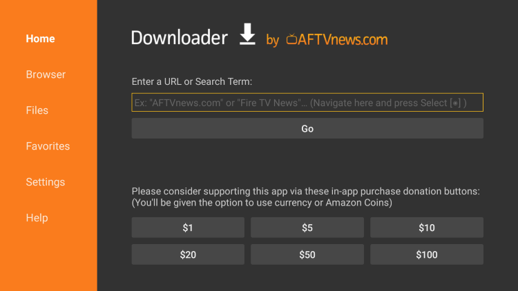 After installing the Downloader app, follow the steps below for installing this iptv service