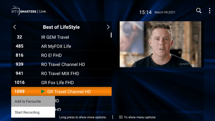One of the best features within the Thunder IPTV service is the ability to add channels to Favorites.