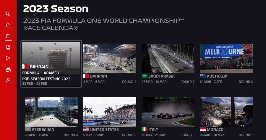 Overview of the 2023 season in F1 TV Android TV app