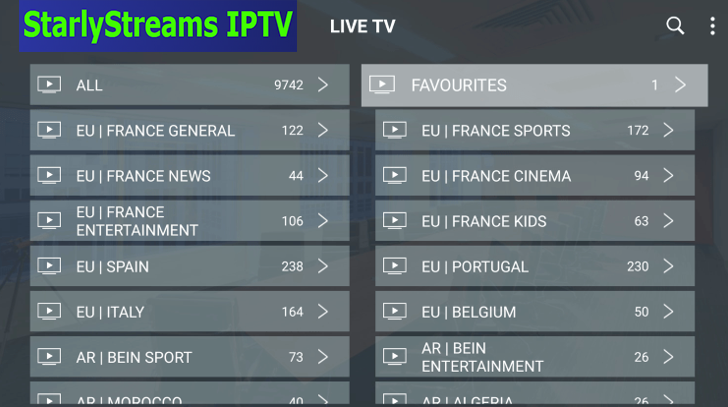 starly streams iptv channels