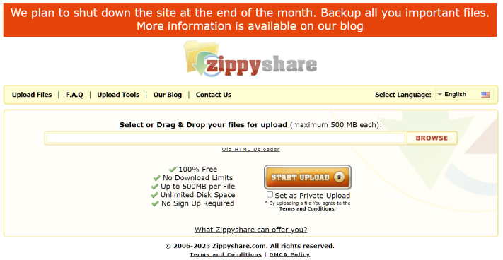 zippyshare shuts down
