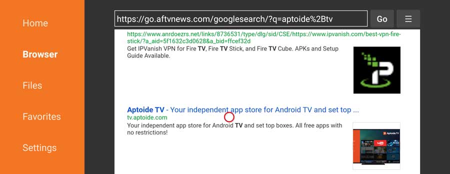 Select the web result from tv.aptoide.com. 