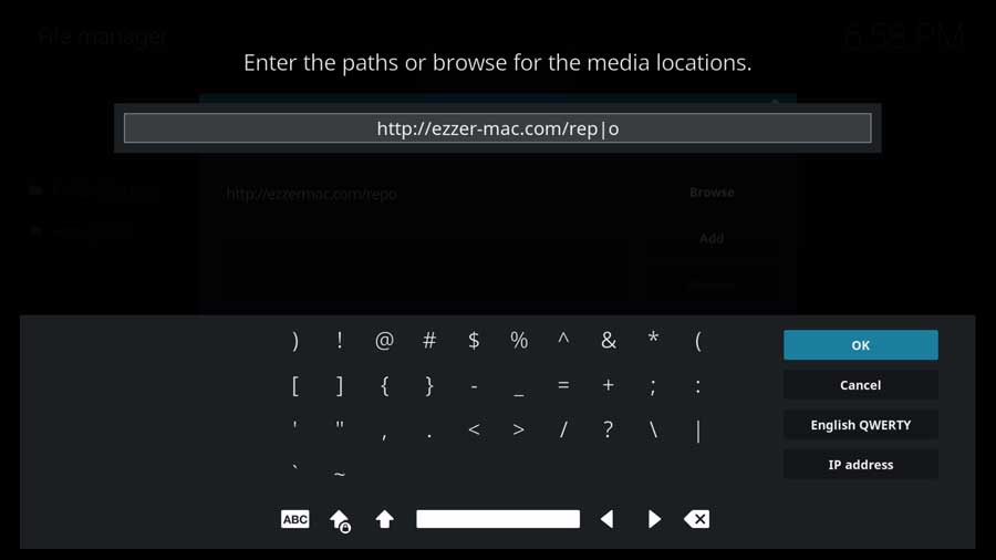 Enter path for media location