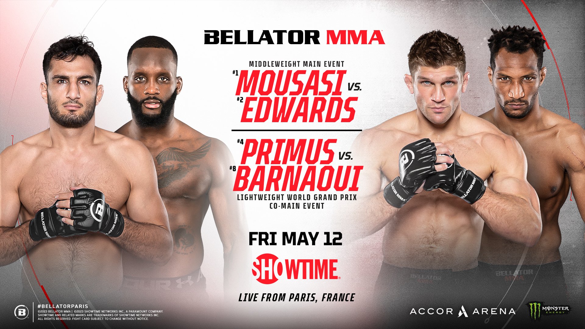 Bellator 296 is the next PPV event taking place on Friday, May 12 at the Accor Arena in Paris, France.