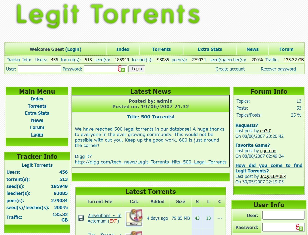 legit torrents 2007