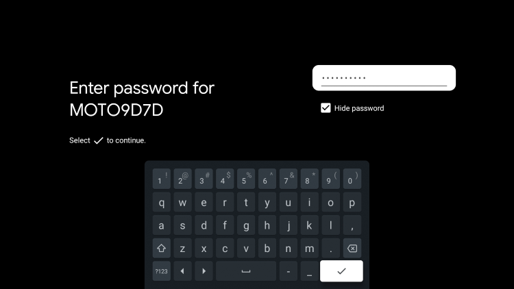 Enter your password and click the checkmark to continue.