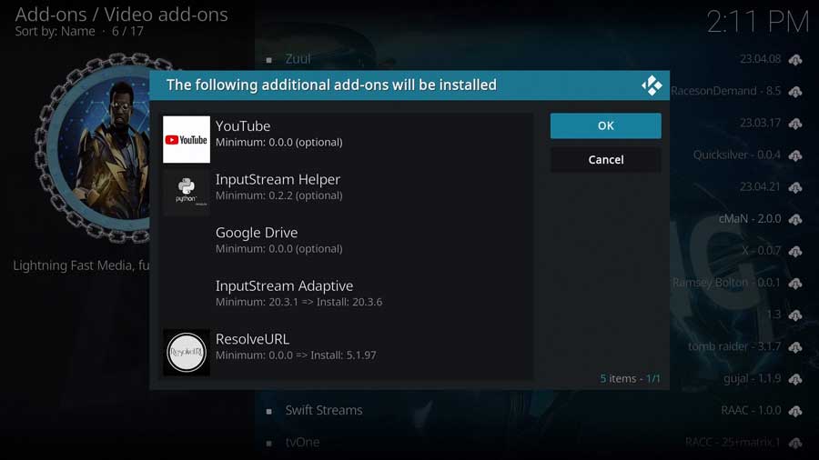 Additional addons may need to be installed as well