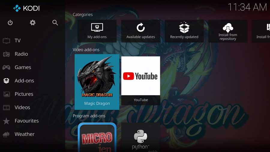 Launch Magic Dragon by clicking the icon in the Add-ons section