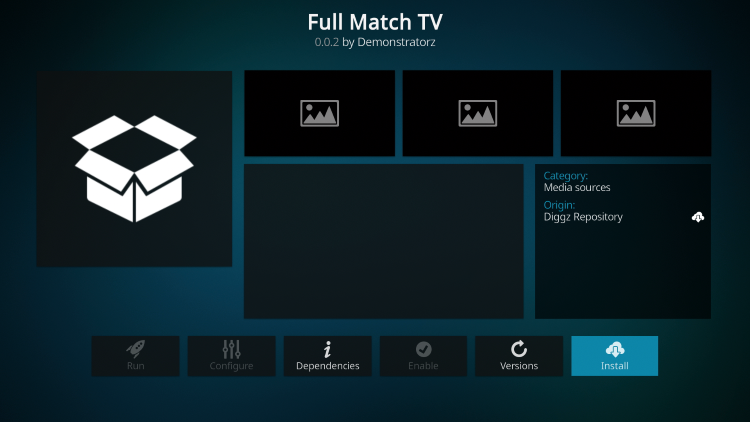Click Install Full Match TV Kodi Addon