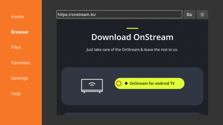 Then click OnStream for Android TV.