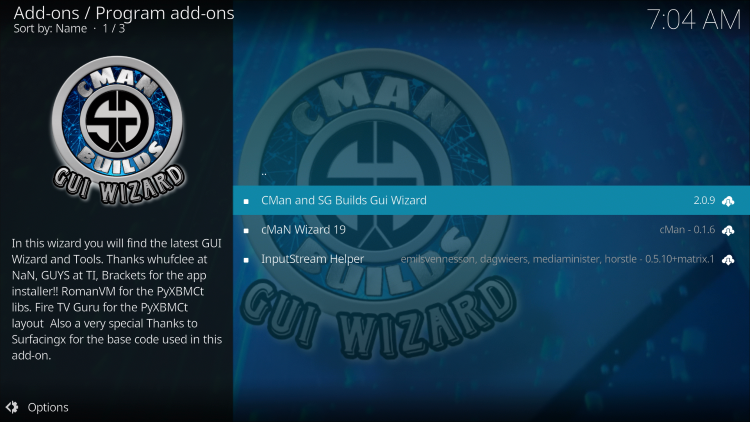 Click cMaN & SG Builds Wizard.