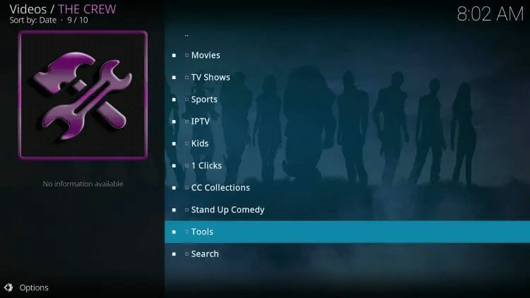 On the main menu of The Crew, scroll down and click Tools