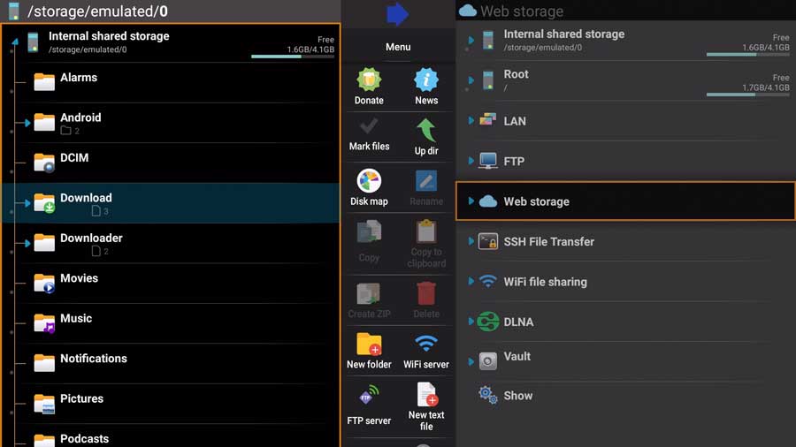 Delete downloads from Android TV box using X-plore file manager